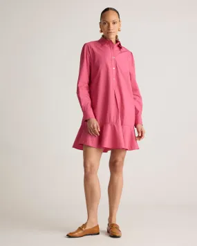 100% Organic Cotton Poplin Drop Waist Shirt Dress