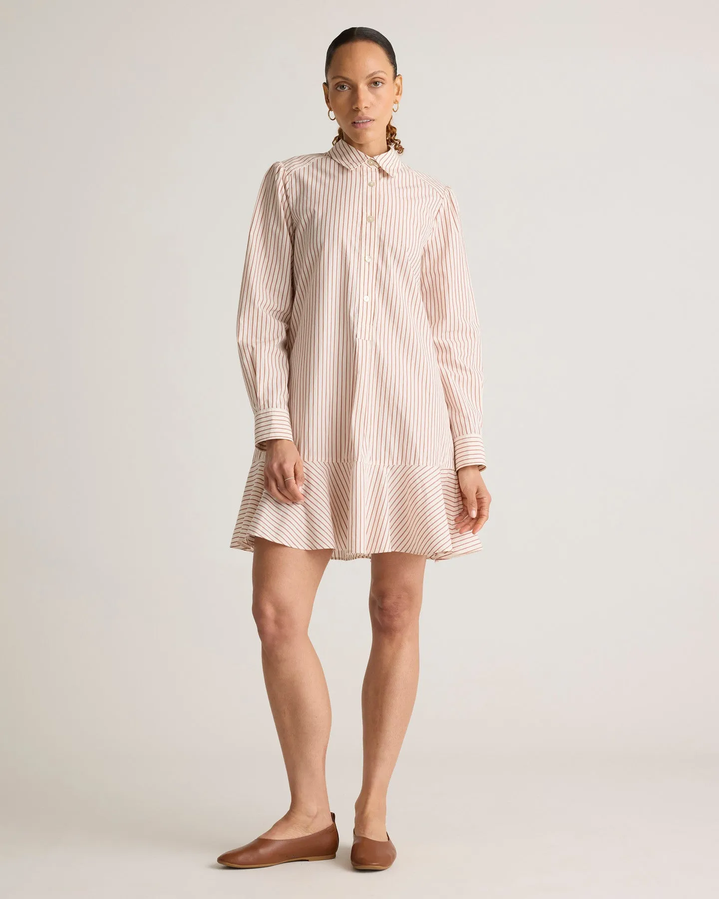 100% Organic Cotton Poplin Drop Waist Shirt Dress