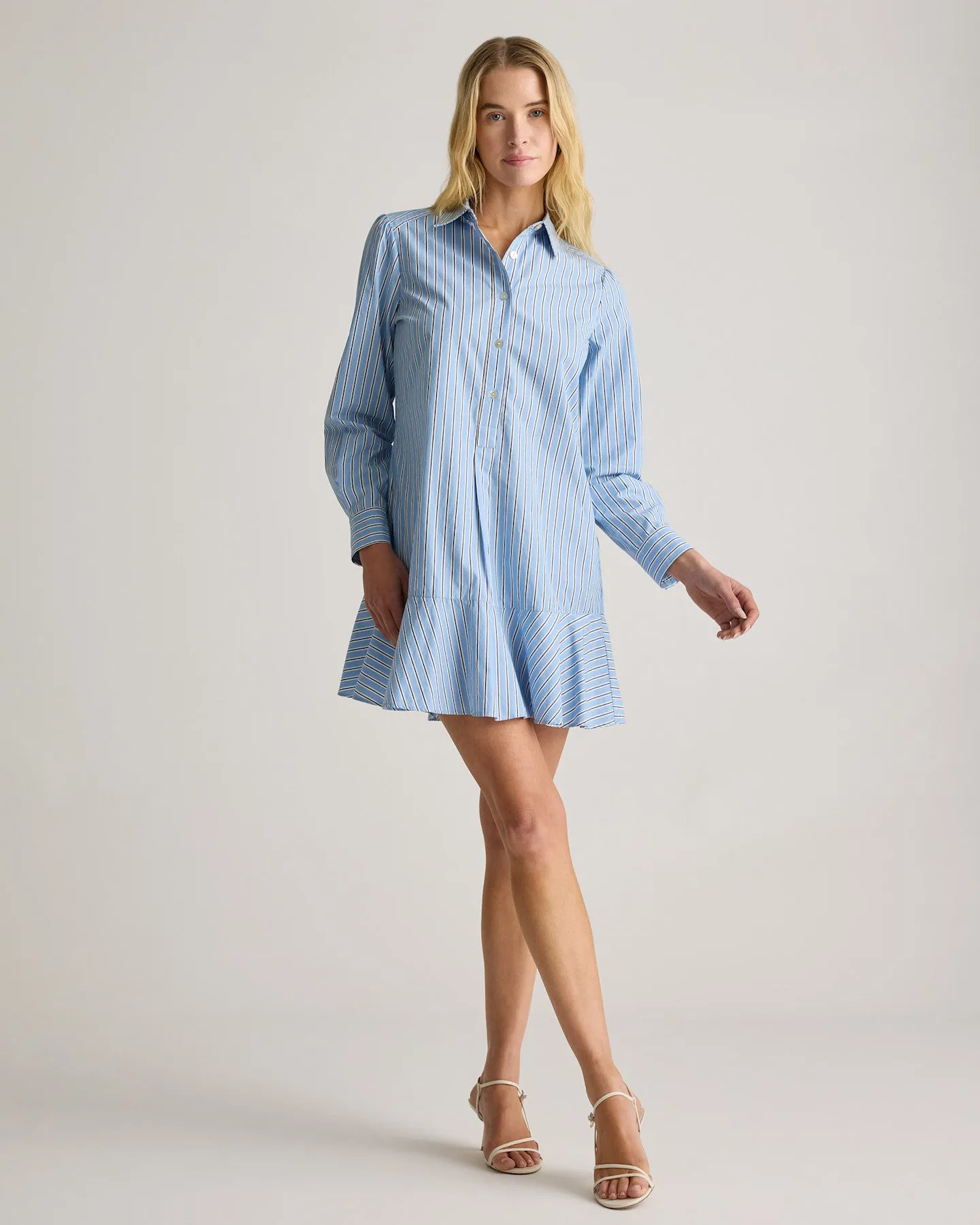 100% Organic Cotton Poplin Drop Waist Shirt Dress