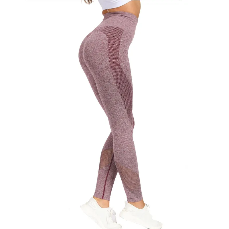 2 Piece Sports Yoga Sets Gym Fitness Athletic Pants Leggings Sportswear Seamless Long Sleep Top Set