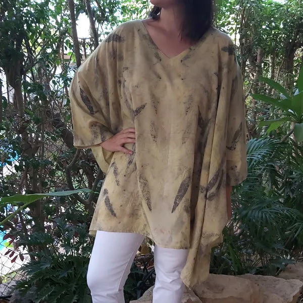 22S3 ECO Wide Free-size V-Neck Top (ECO-Print)