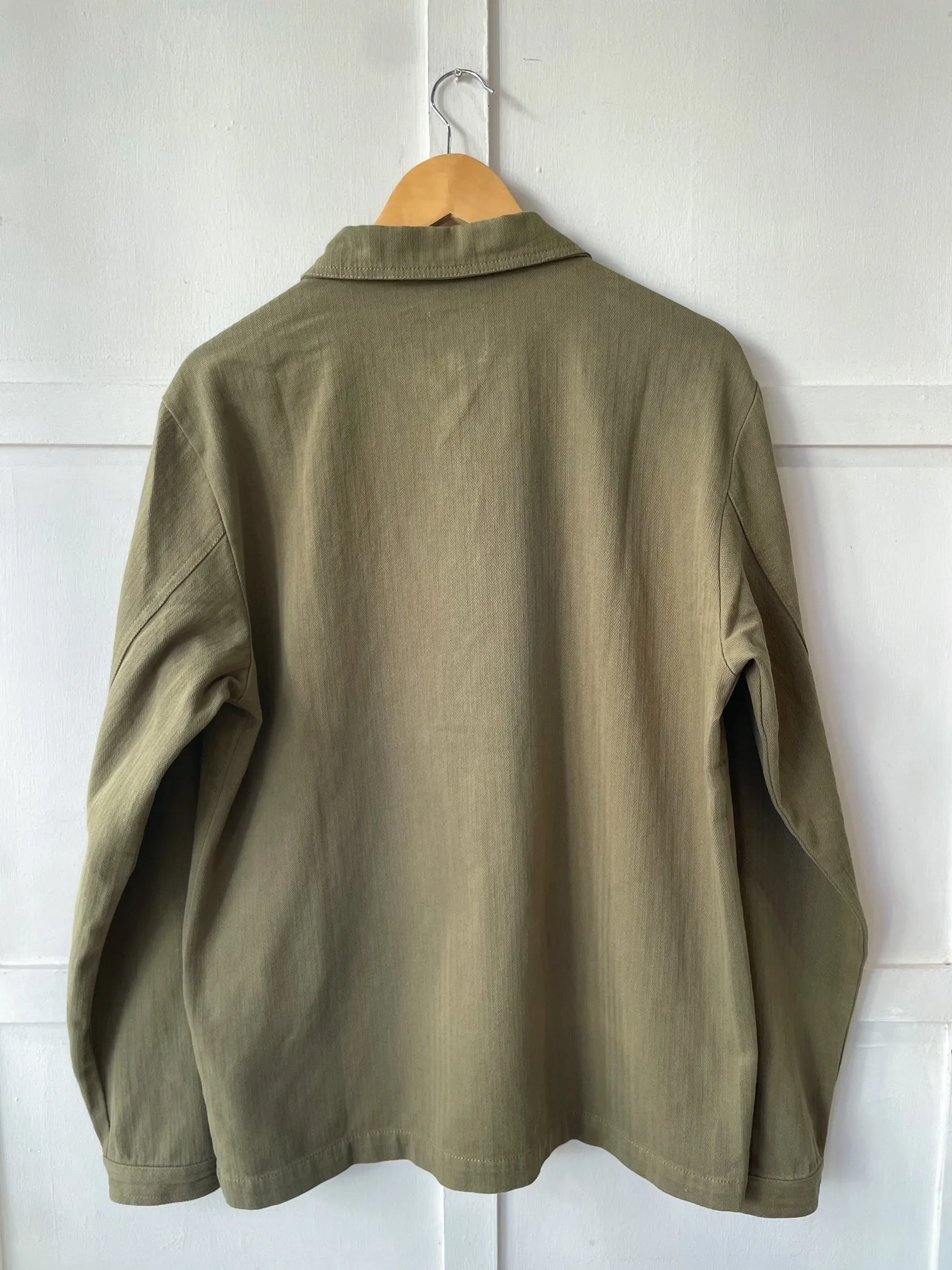 60s Style Herringbone Chore Jacket Army Green