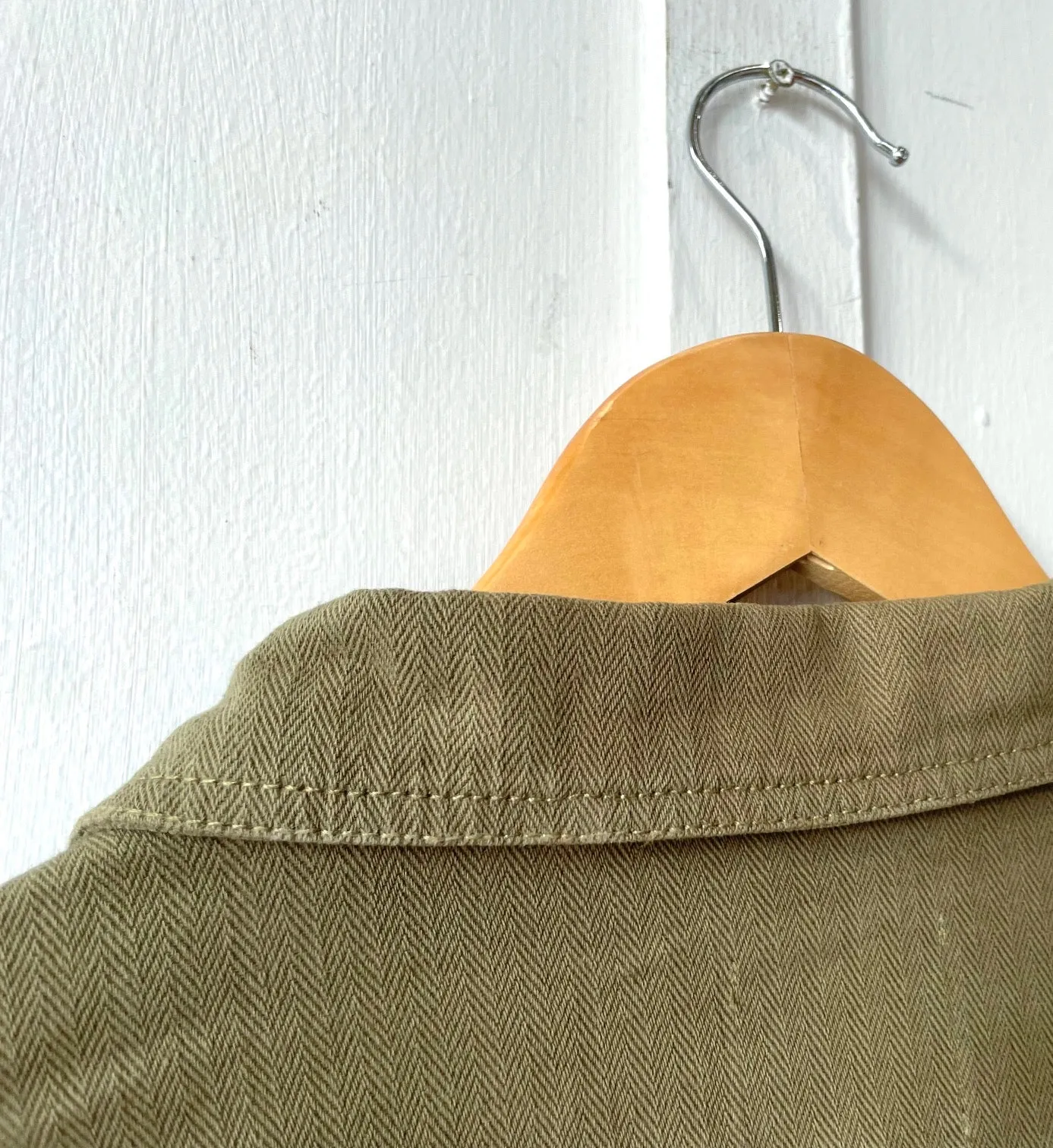 60s Style Herringbone Chore Jacket Army Green