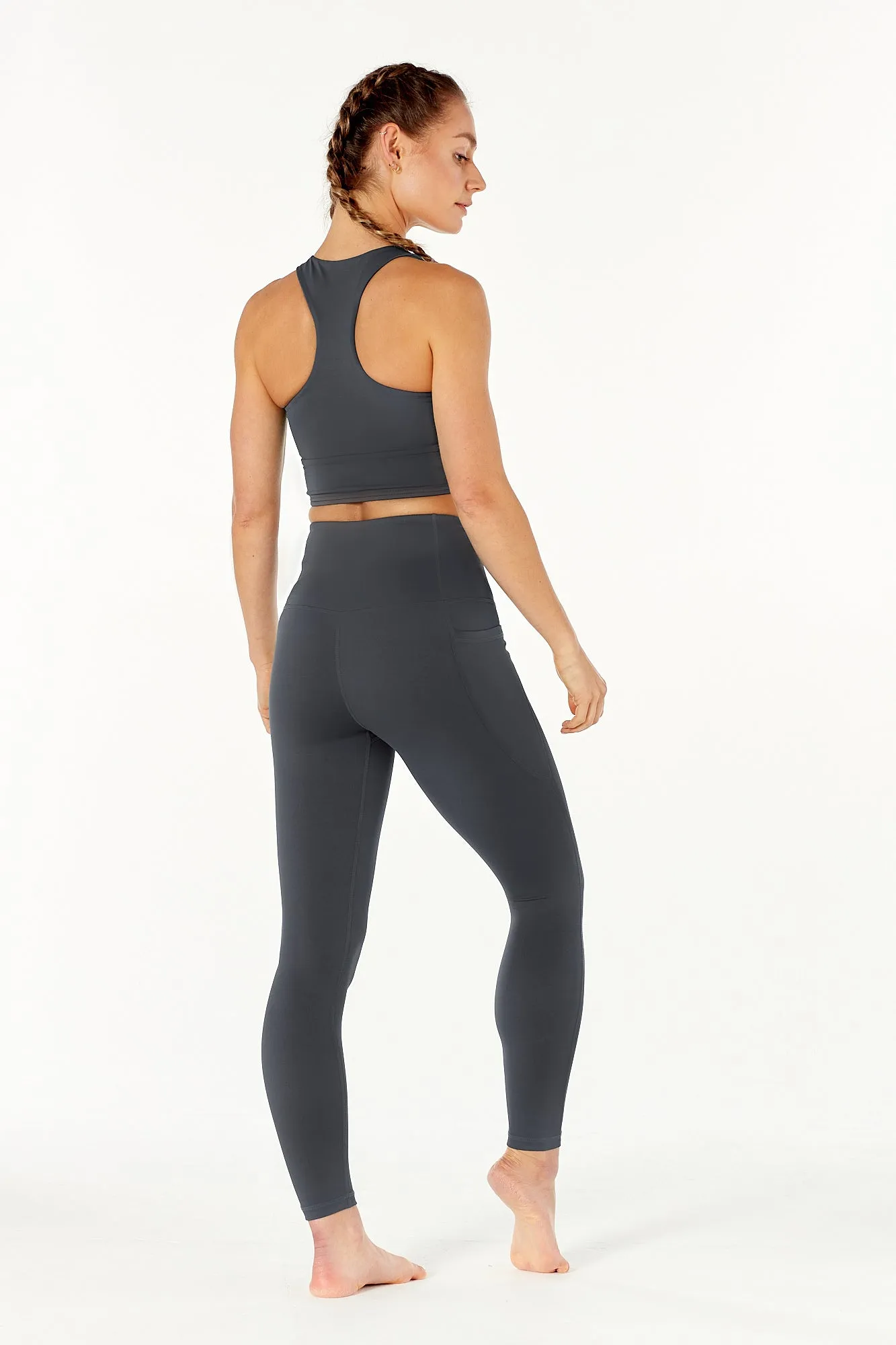 7/8 Sculpting High Waisted Pocket Legging Slate Grey