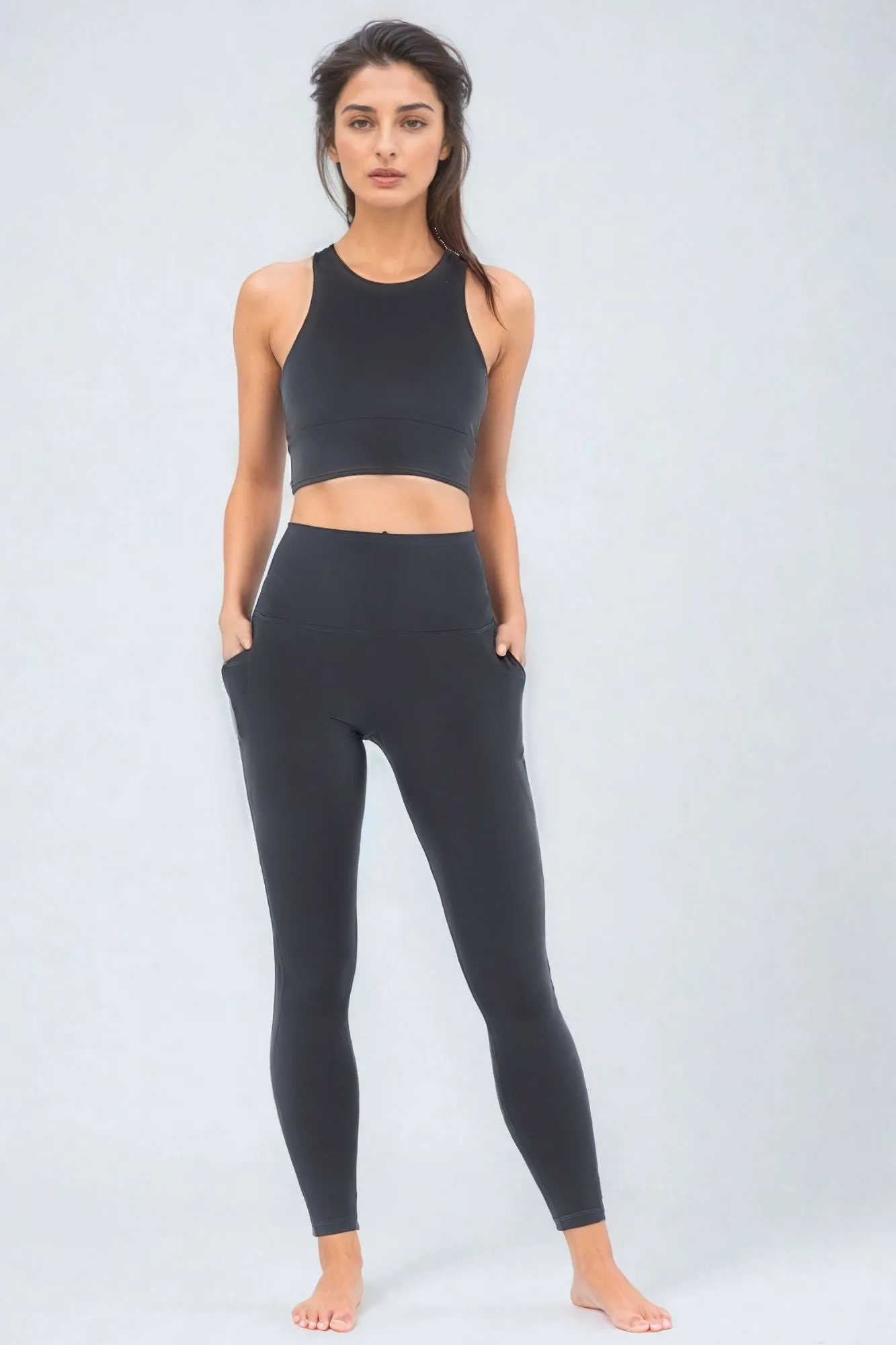 7/8 Sculpting High Waisted Pocket Legging Slate Grey