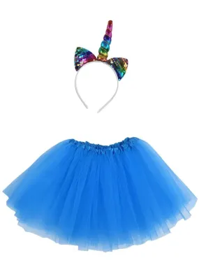 Adult Rainbow Unicorn Costume - Tutu Skirt & Headband Set for Adult or Plus Size