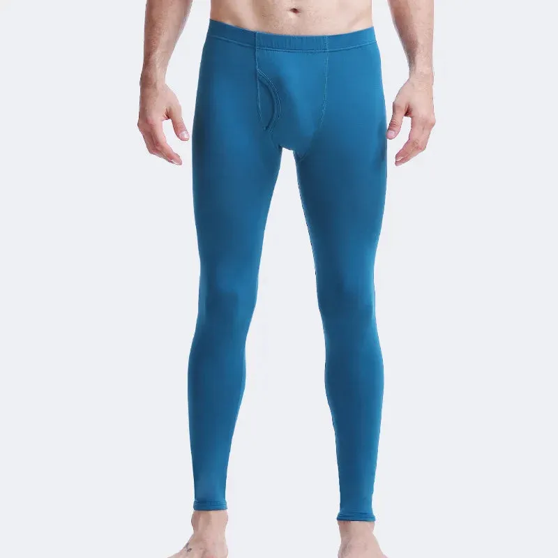 Aidase Long Johns Mens Underwear Pant Solid Cotton Mens Leggings Sexy Bulge Pouch Winter Warm Thermal Pants Tight Underpants