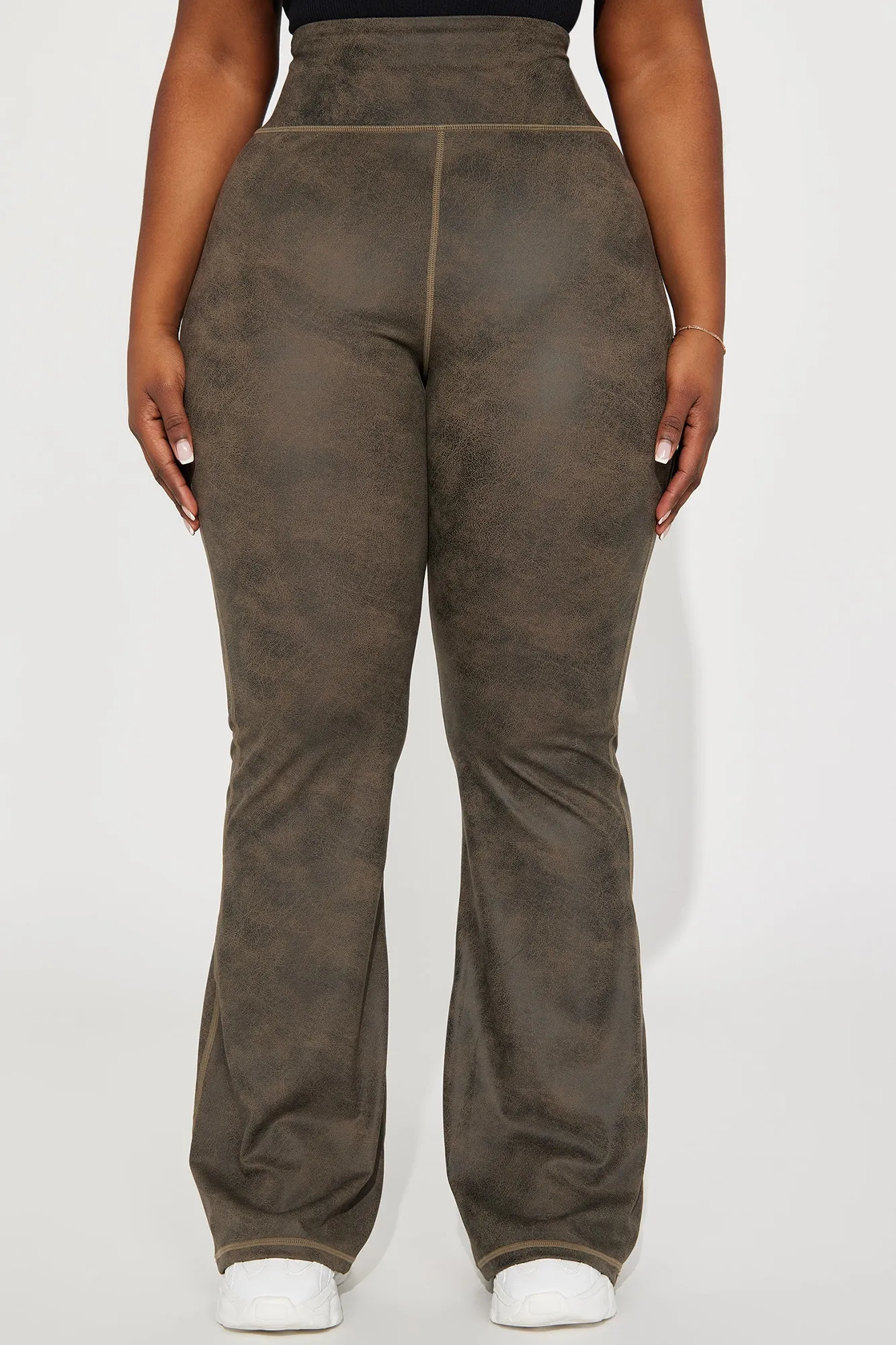 Angelica Washed Flare Legging - Brown