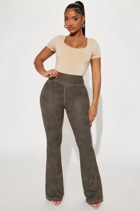 Angelica Washed Flare Legging - Brown