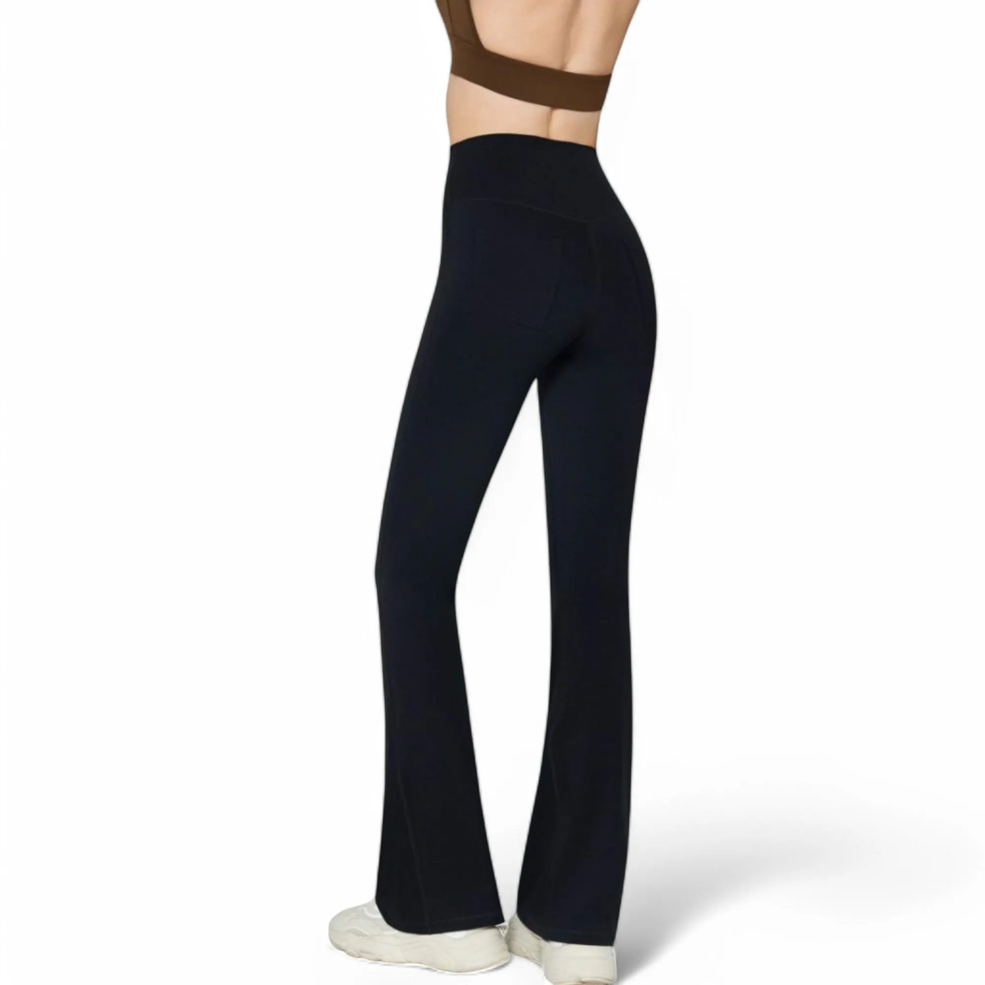 Anna-Kaci Women's High-Waist Flared Leggings with Stretch Fabric and Contoured Fit