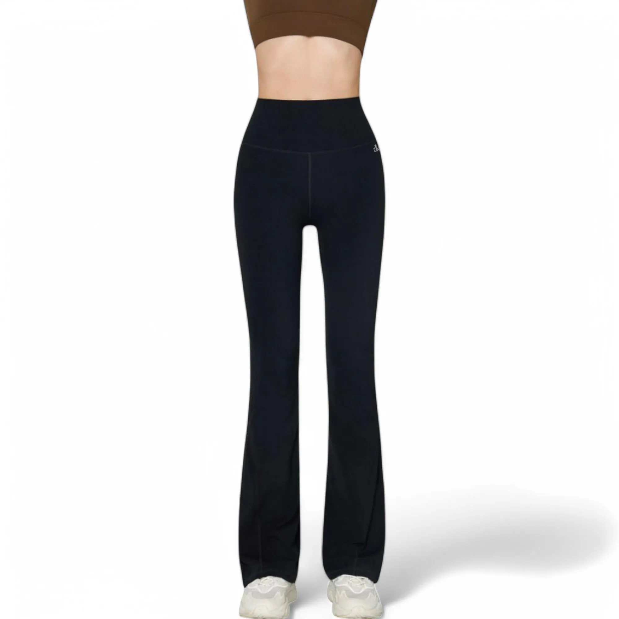 Anna-Kaci Women's High-Waist Flared Leggings with Stretch Fabric and Contoured Fit