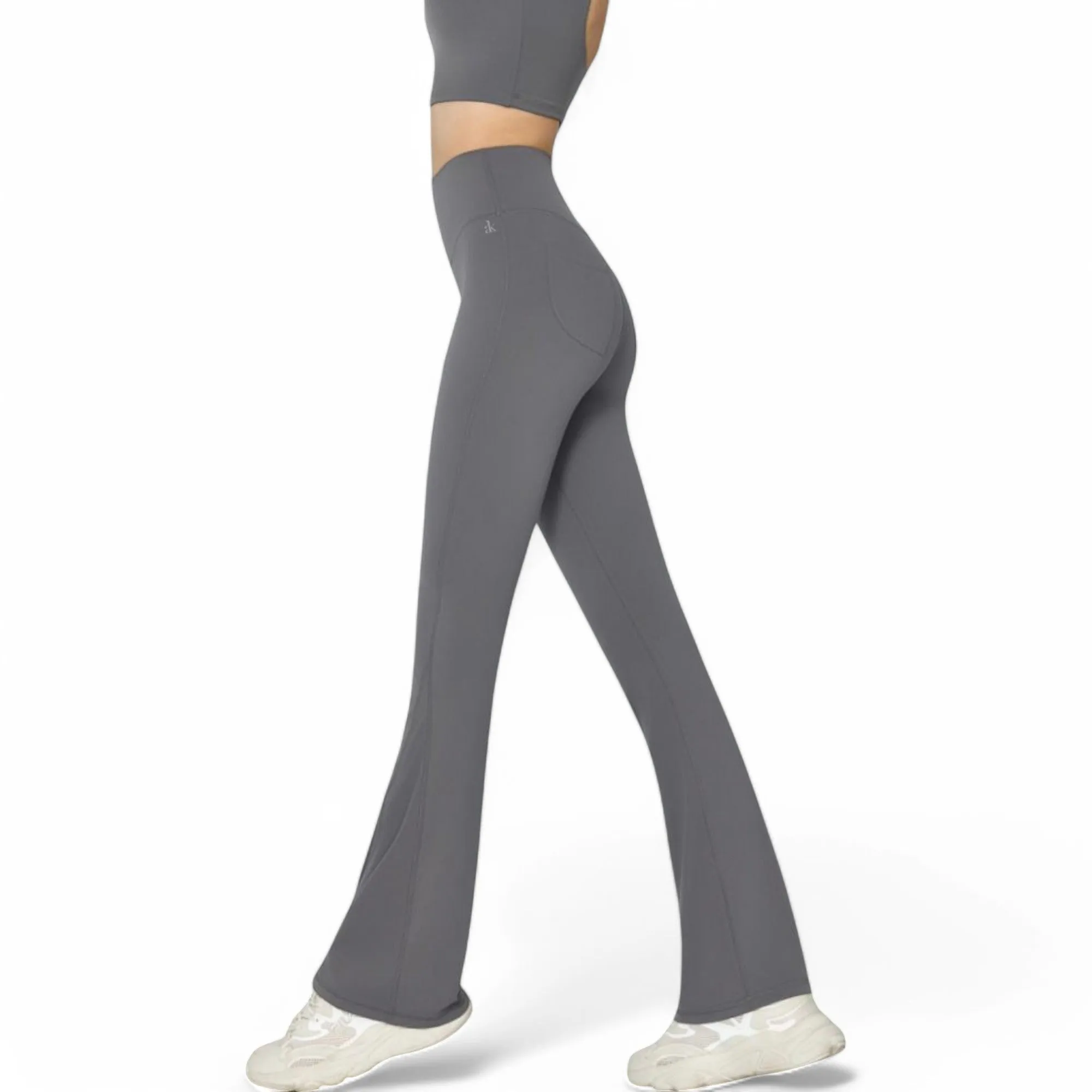 Anna-Kaci Women's High-Waist Flared Leggings with Stretch Fabric and Contoured Fit