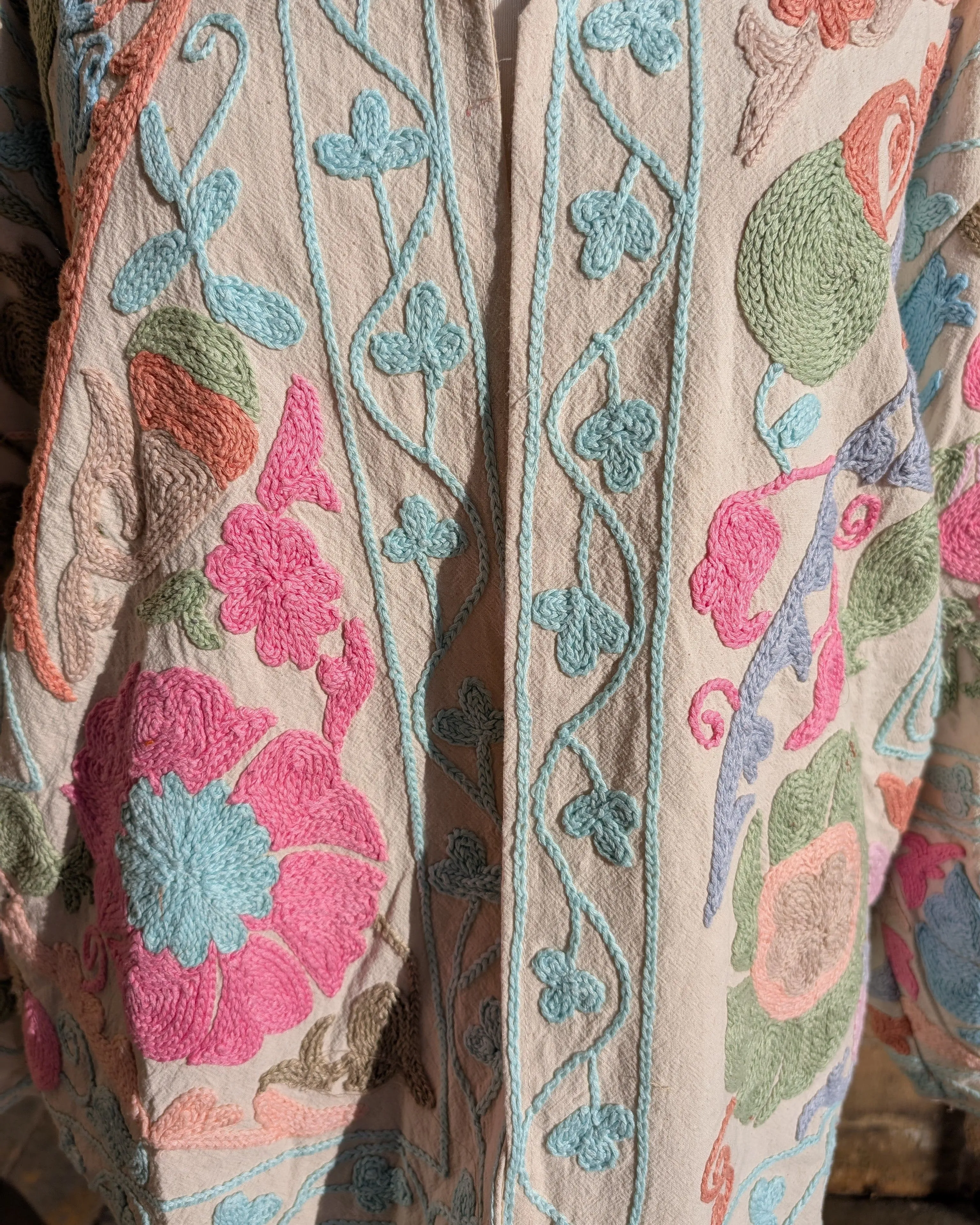 Anushka Pastel Tapestry Suzani Kimono Ladies Jacket No 22