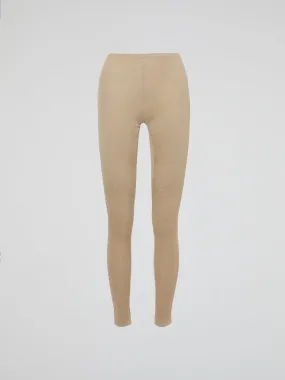 Beige Knitted Leggings