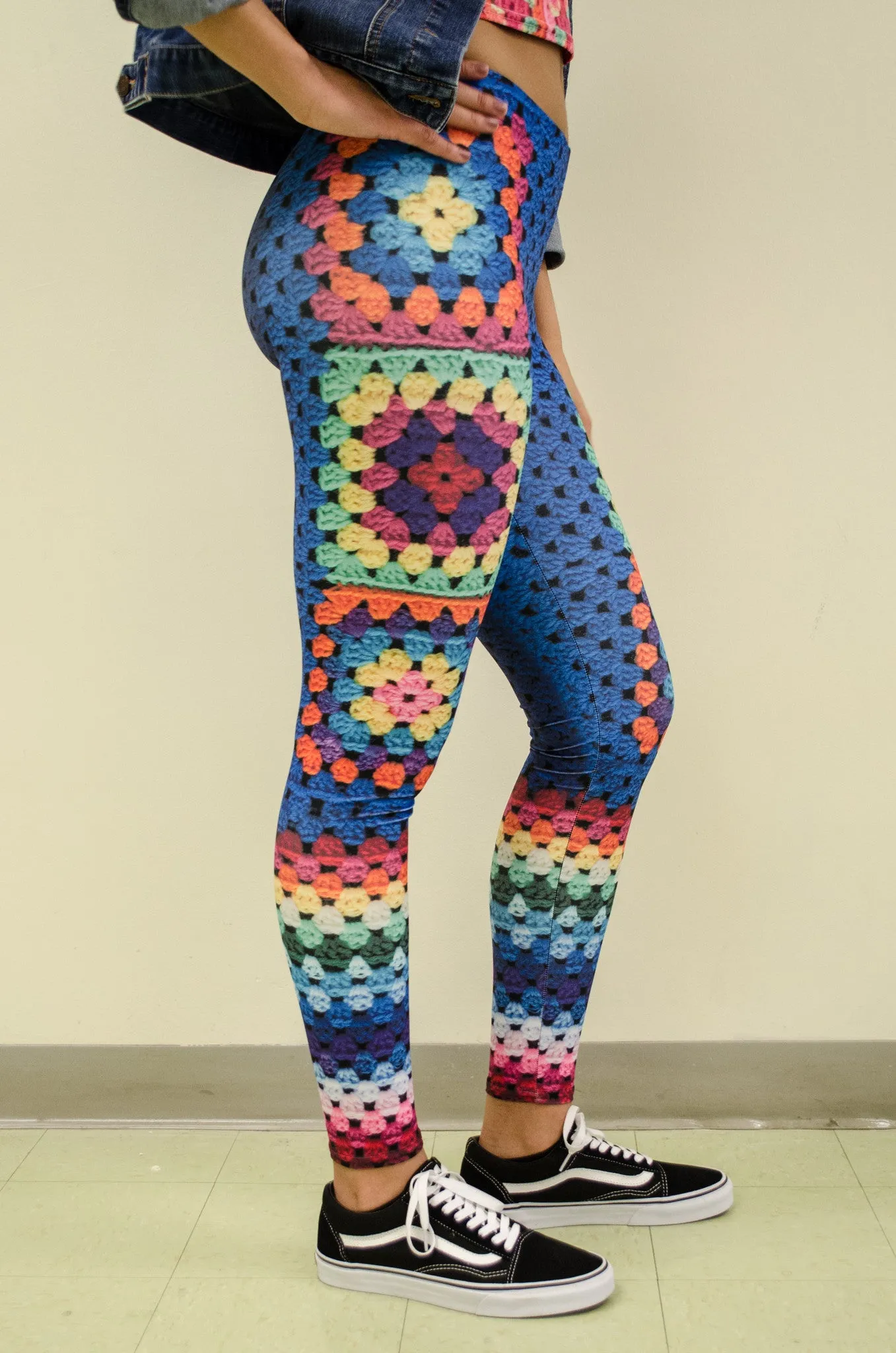 'Beulah' Crochet Print Granny Square Leggings