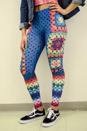 'Beulah' Crochet Print Granny Square Leggings