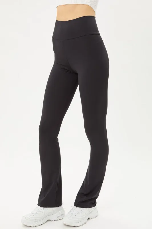 black flare high waisted leggings