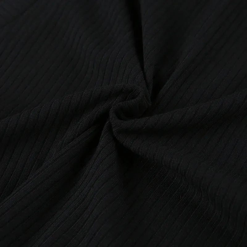 Black Knit Ribbed Turtleneck 3D Silver Star Asymmetric Trim Crop Sleeveless Top