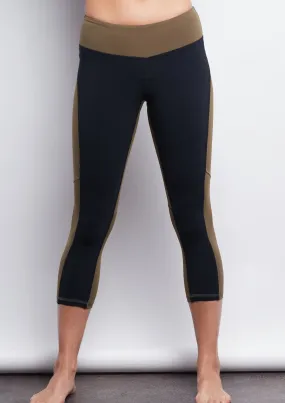 Black/Olive Two-Tone Crop Legging