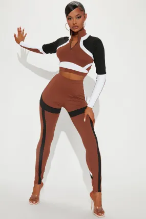 Blocking You Legging Set - Brown/combo