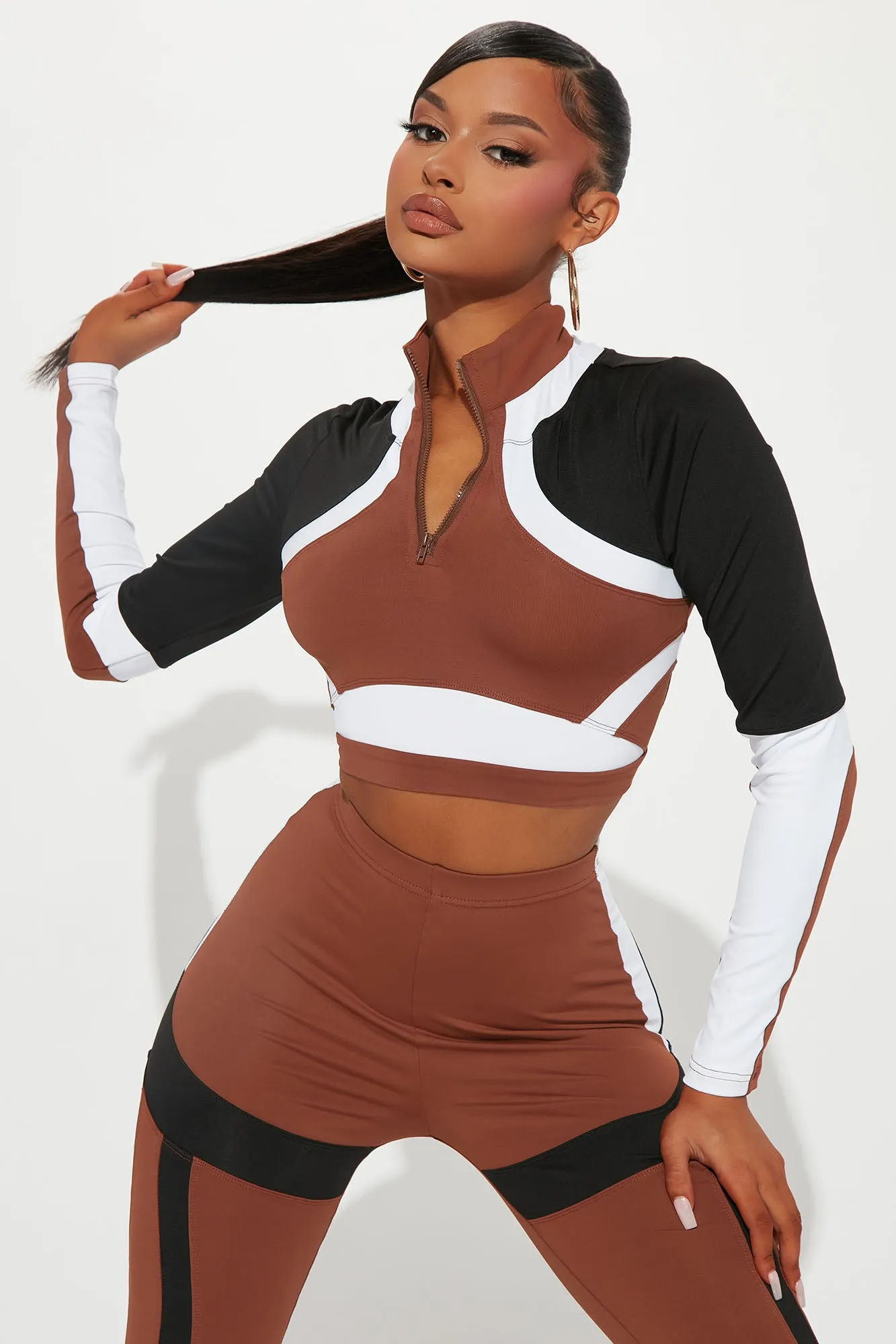Blocking You Legging Set - Brown/combo
