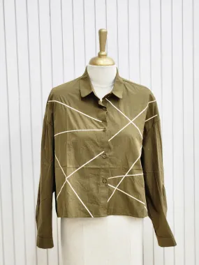 Brown crop shirt with off-white