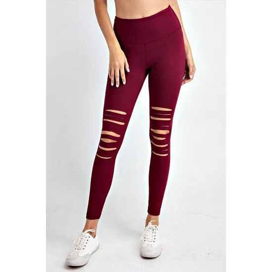 Burgundy Laser Cut Leggings