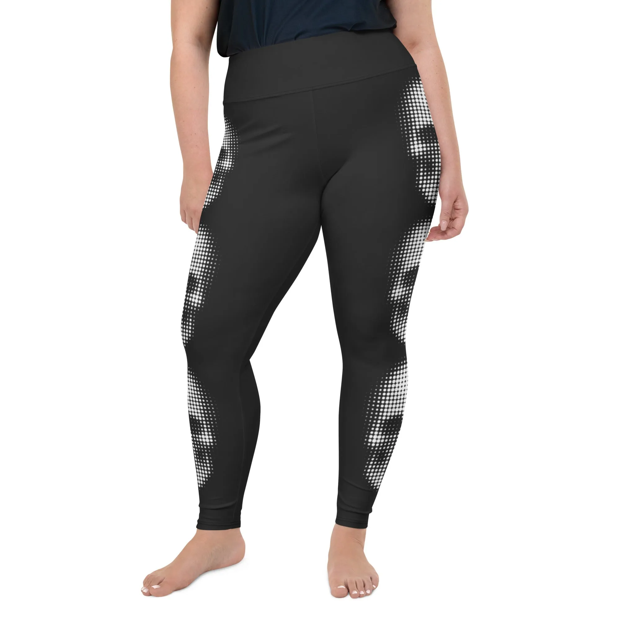 Charcoal Halftone Skull Plus Size Leggings
