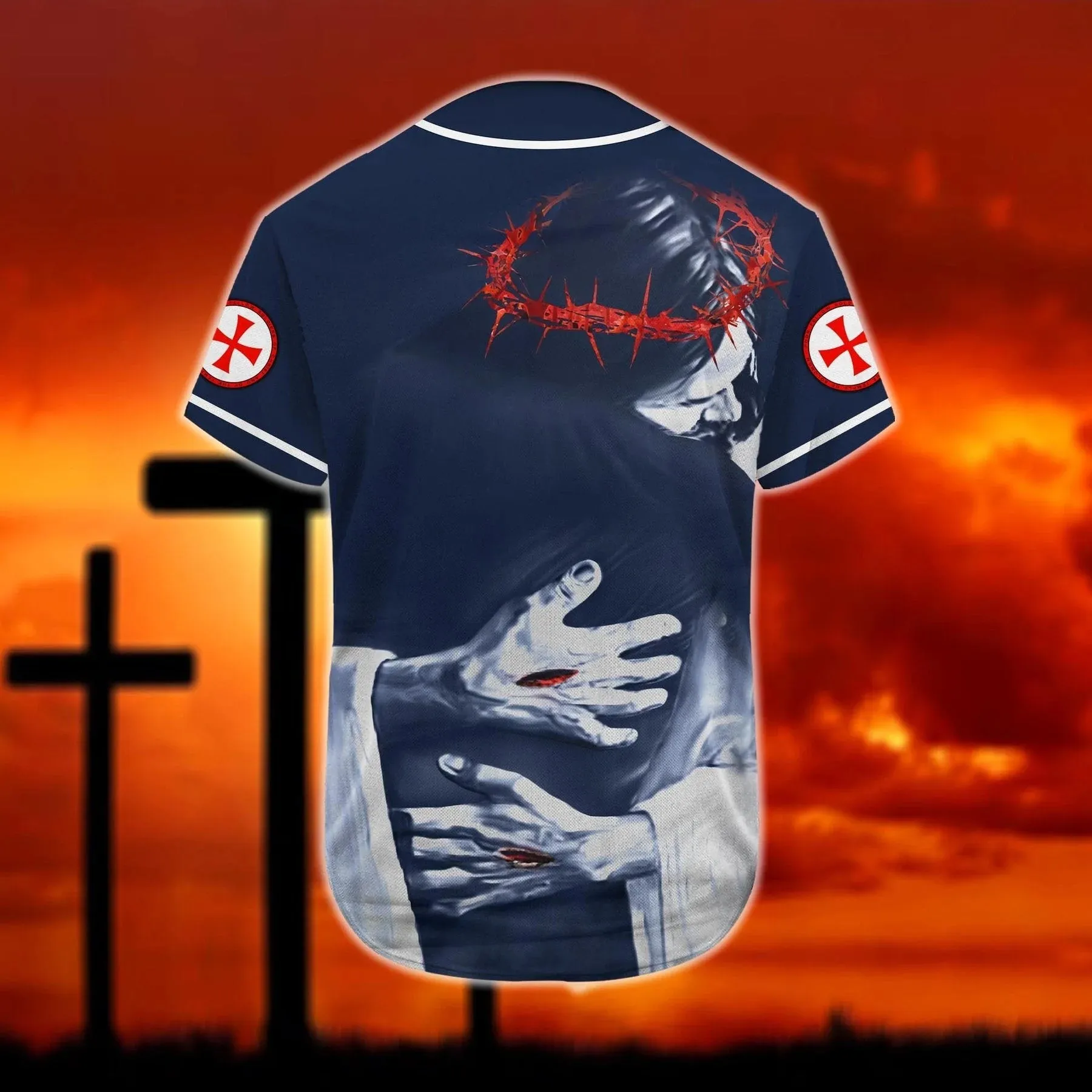 Christ Hugs Baseball Jersey - Faith Custom Printed Baseball Jersey Shirt For Men and Women