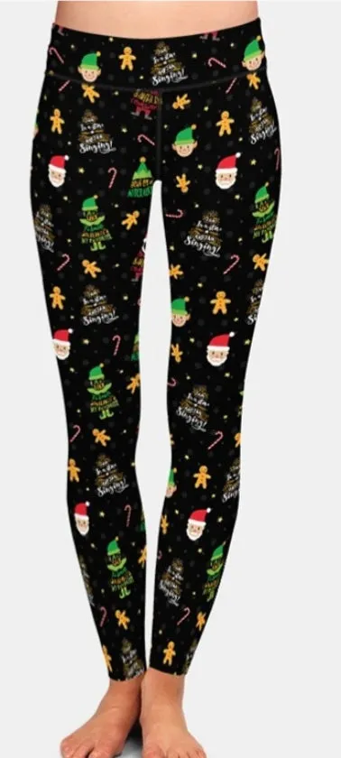 Christmas Elf Print Leggings