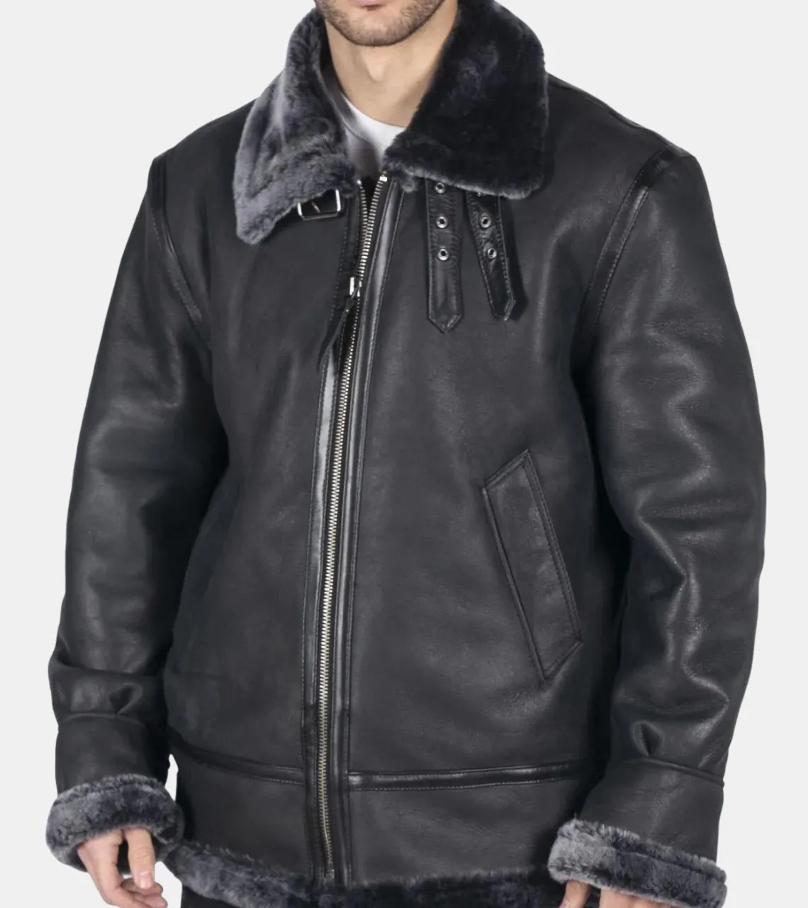 Ciel Men's Black Shearling Leather Jacket