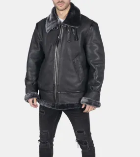 Ciel Men's Black Shearling Leather Jacket