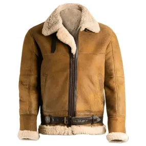 Classic Men's Brown B3 Shearling Leather Jacket – Warm & Timeless