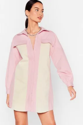 Colorblock Denim Shirt Dress