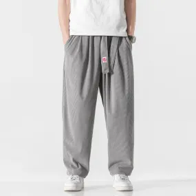 Corduroy Harem Pants Embroidered Belt - Japanese Style