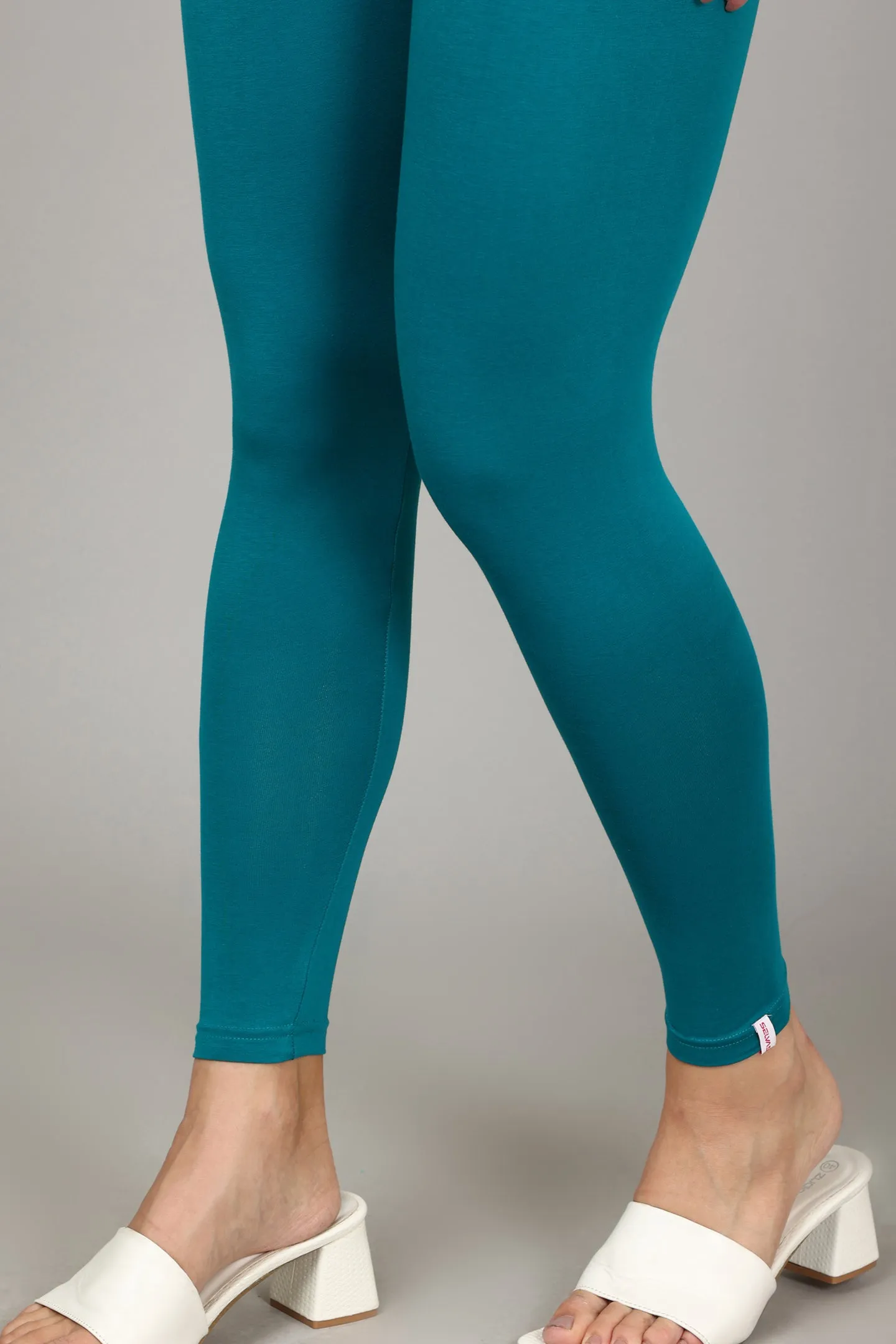 COTTON ANKLE LEGGINGS - PEACOCK