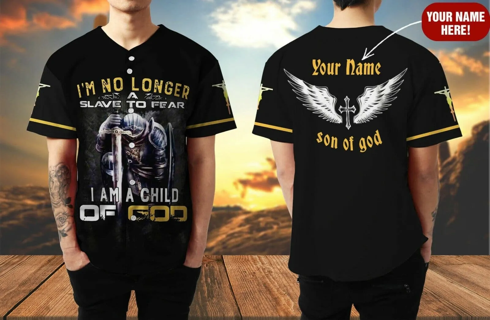 Cross Angel Wings Baseball Jersey - Child Of God Custom Baseball Jersey Shirt For Men Women