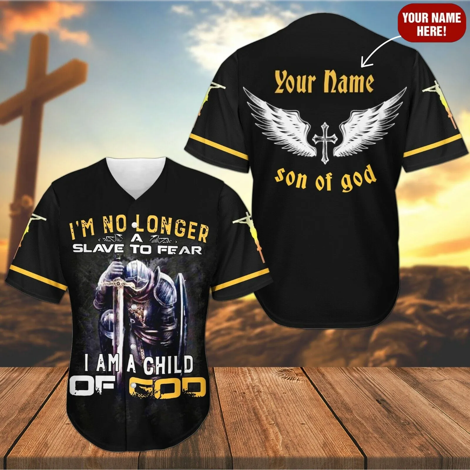Cross Angel Wings Baseball Jersey - Child Of God Custom Baseball Jersey Shirt For Men Women