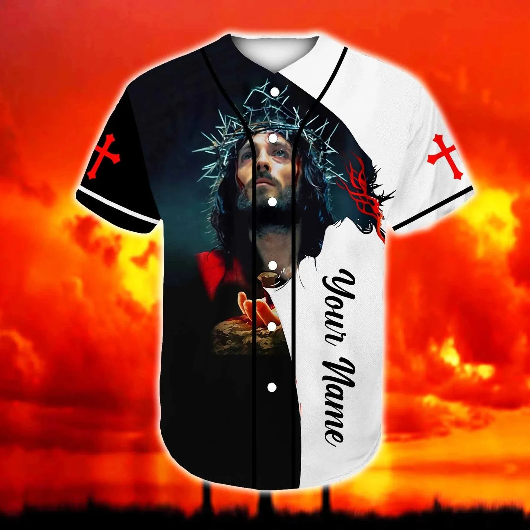 Cross, God, American Flag Baseball Jersey - Believe And Have Faith Custom Baseball Jersey