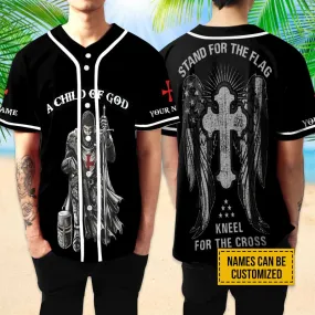 Cross, Knight Templar Baseball Jersey - Stand For The Flag Custom Printed Baseball Jersey