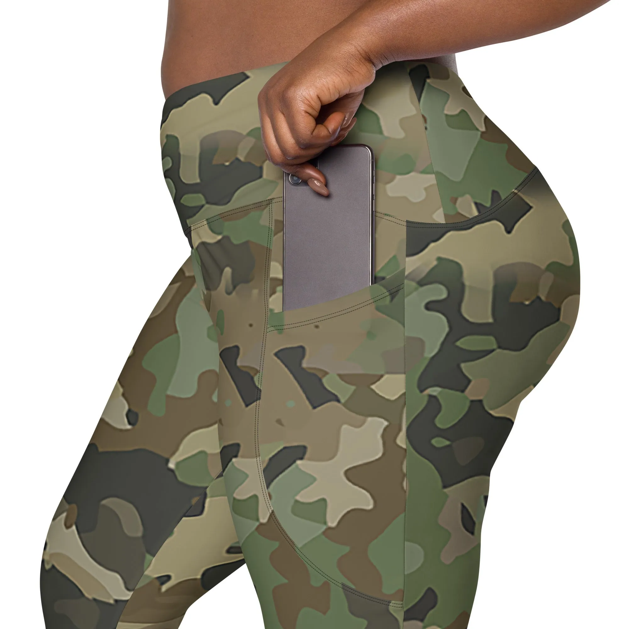 Crossover Camo Leggings with Pockets, Stylish & Functional, lioness-love