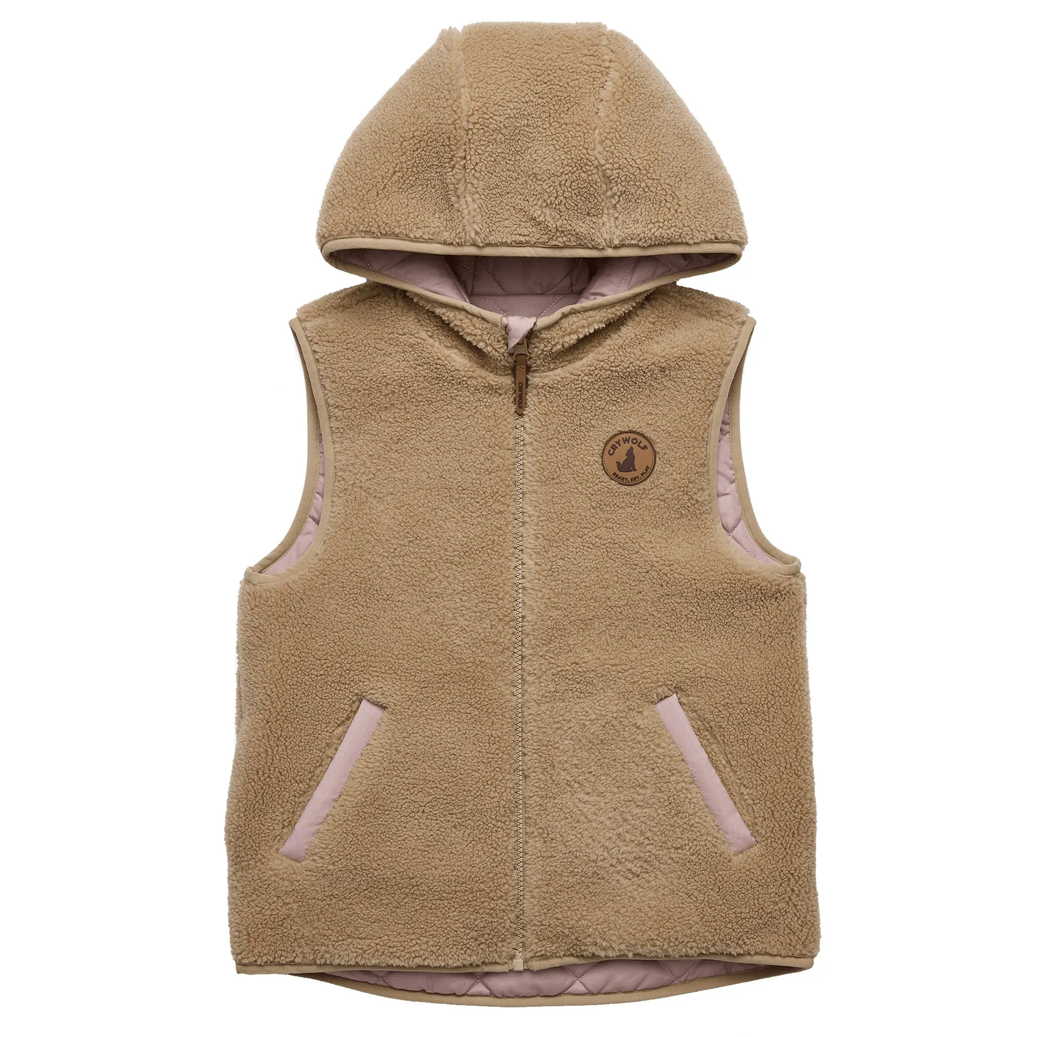 Crywolf Reversible Yeti Vest - Blush / Camel