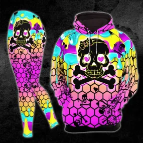 Cute Rainbow Skull Crossbone Combo Hoodie and Leggings