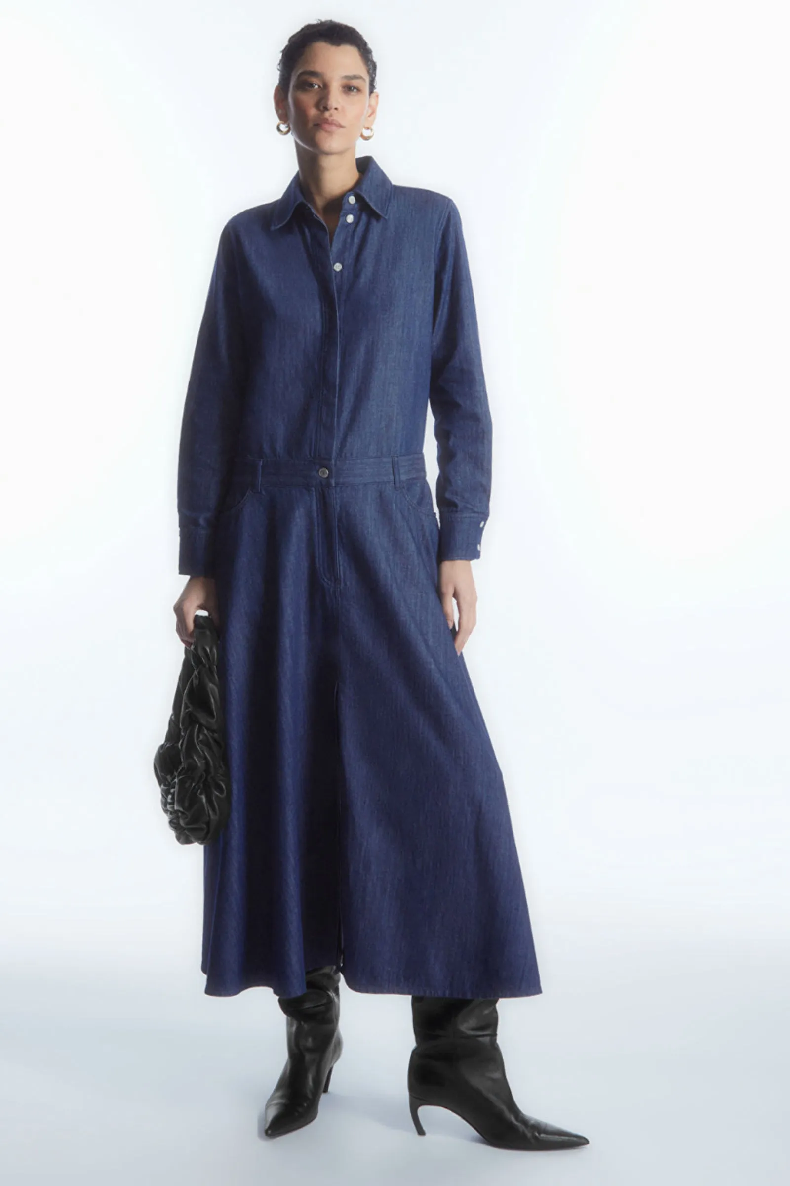 Denim Midi Shirt Dress