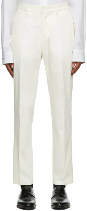 Dunhill White Cotton Stretch Chinos