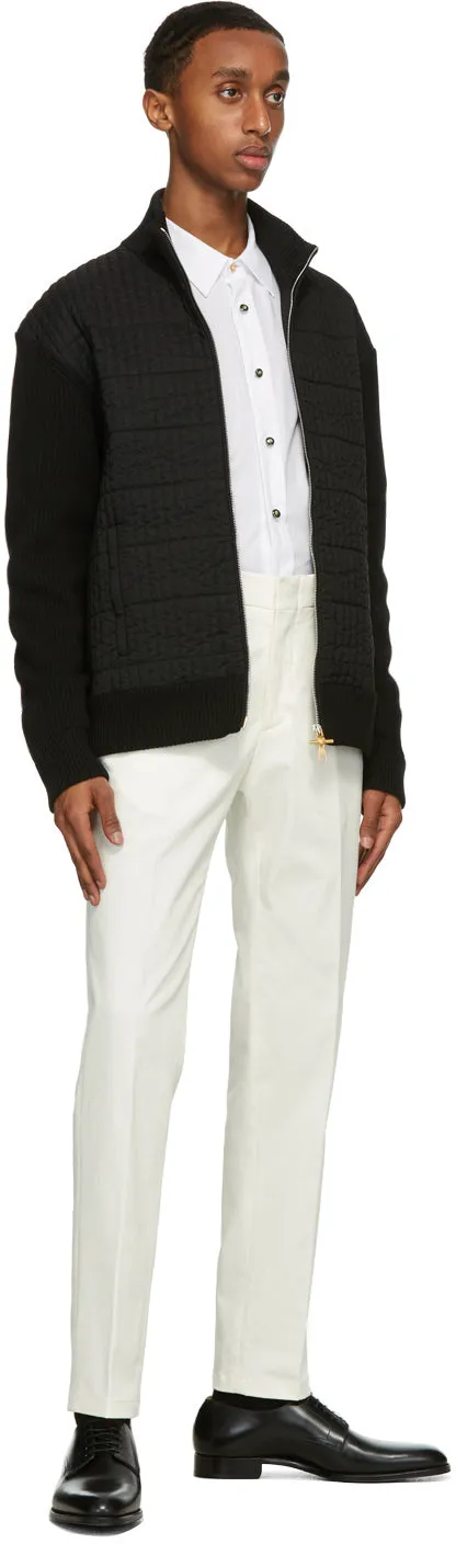 Dunhill White Cotton Stretch Chinos