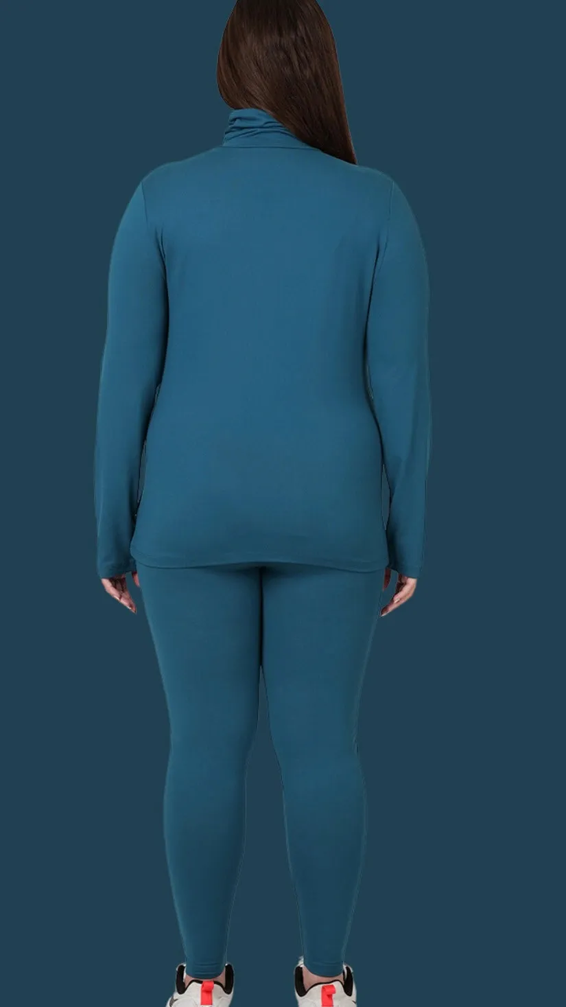 Ensemble haut à col montant en microfibre et leggings
