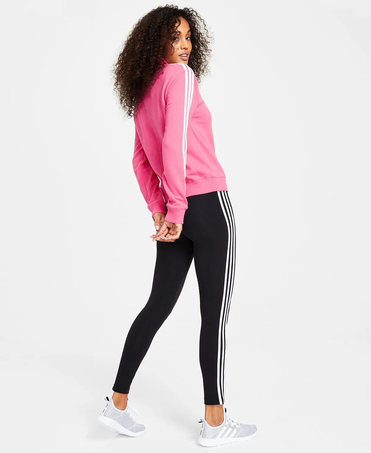 essentials Women's Full Length Cotton 3 Stripe Leggings, xs-4x adidas black and white