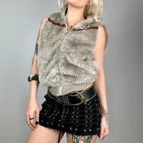 Faux Fur Hooded Vest (S)