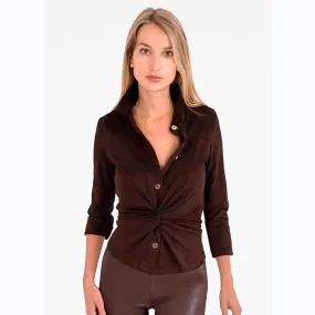 Faux Suede Twist Top